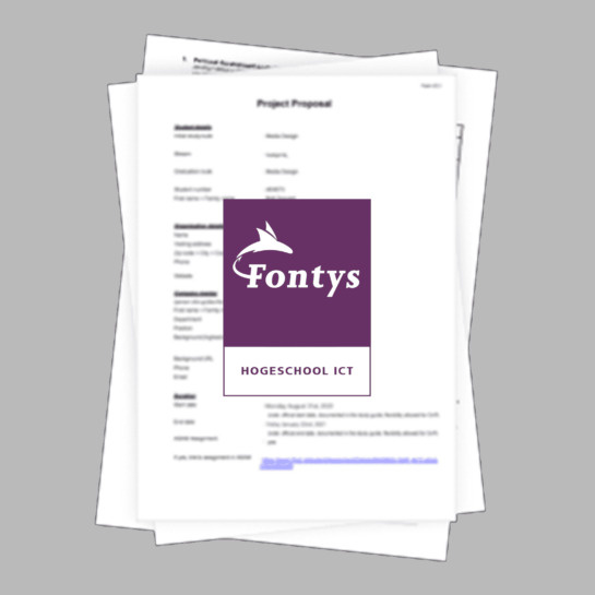 Voorblad project proposal voor portfolio
