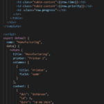 Manufacturing menu tabellen snippet