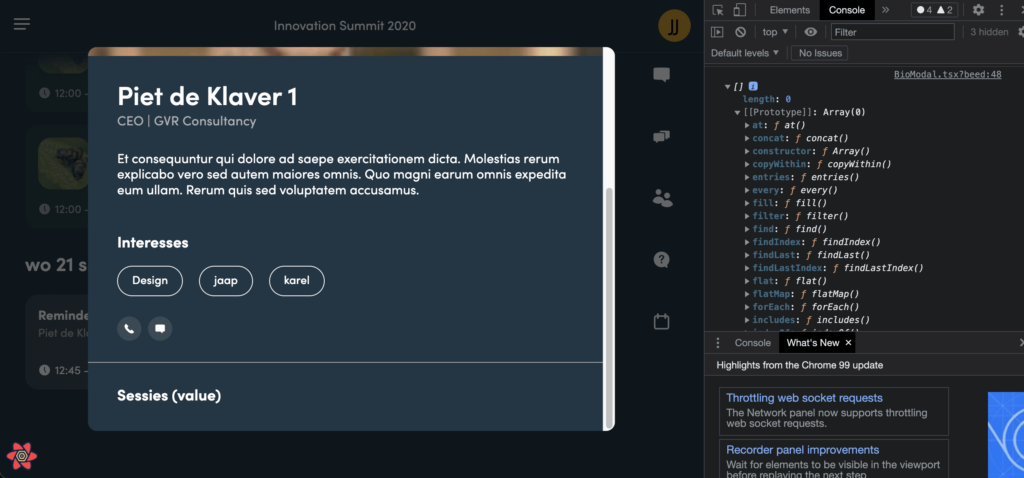 VLE bio modal work in progress - week 4 bezoek afstudeerbegeleider