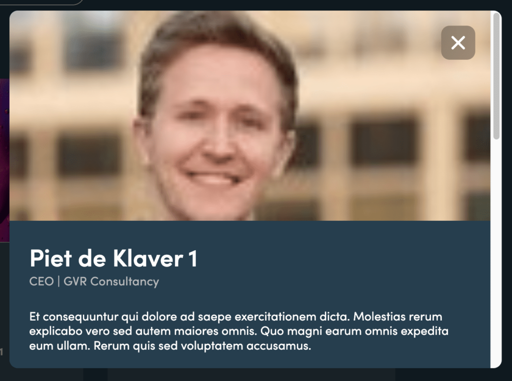 Overige projecten: VLE bio modal pop-up, desktop