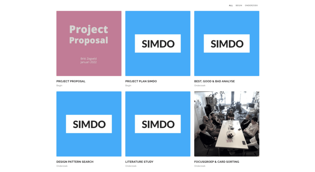 Stage portfolio met placeholder afbeeldingen.