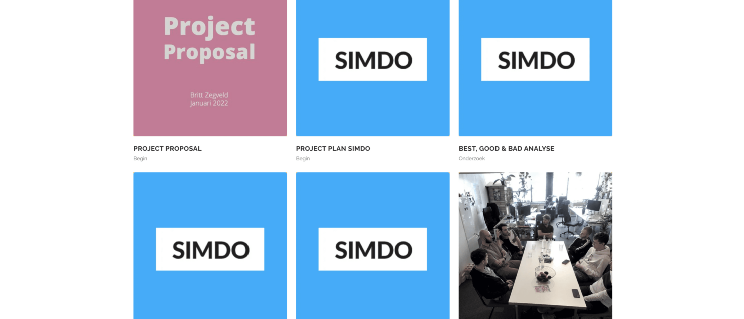 Stage portfolio met placeholder afbeeldingen.