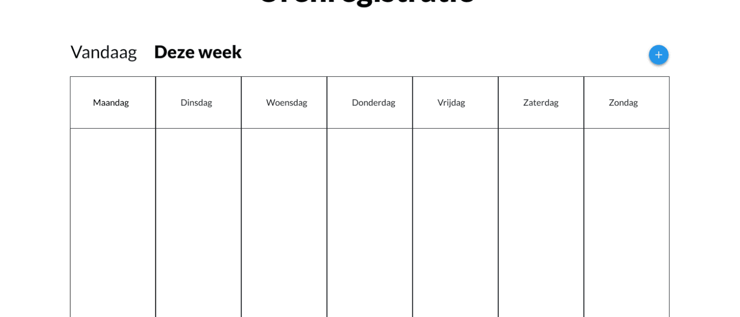 Eerste wireframe van het urenregistratiesysteem voor SIMDO.