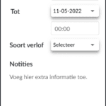 Een wireframe pop-up voor werknemers om verlof aan te vragen.