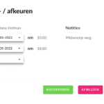 Wireframe pop-up om verlof goed of af te keuren.