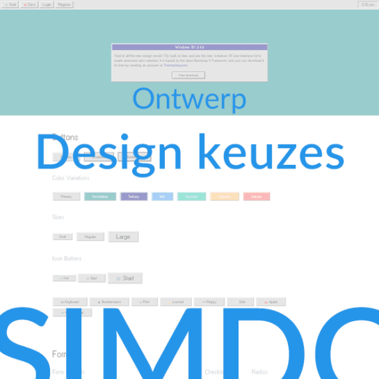 Omslag design keuzes met foto windows 95 UI kit.