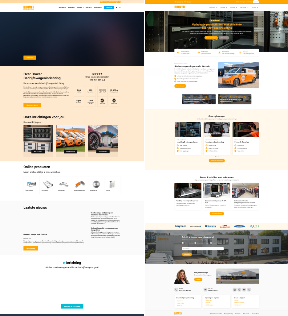 Voor- en na vergelijking van de Brover website.